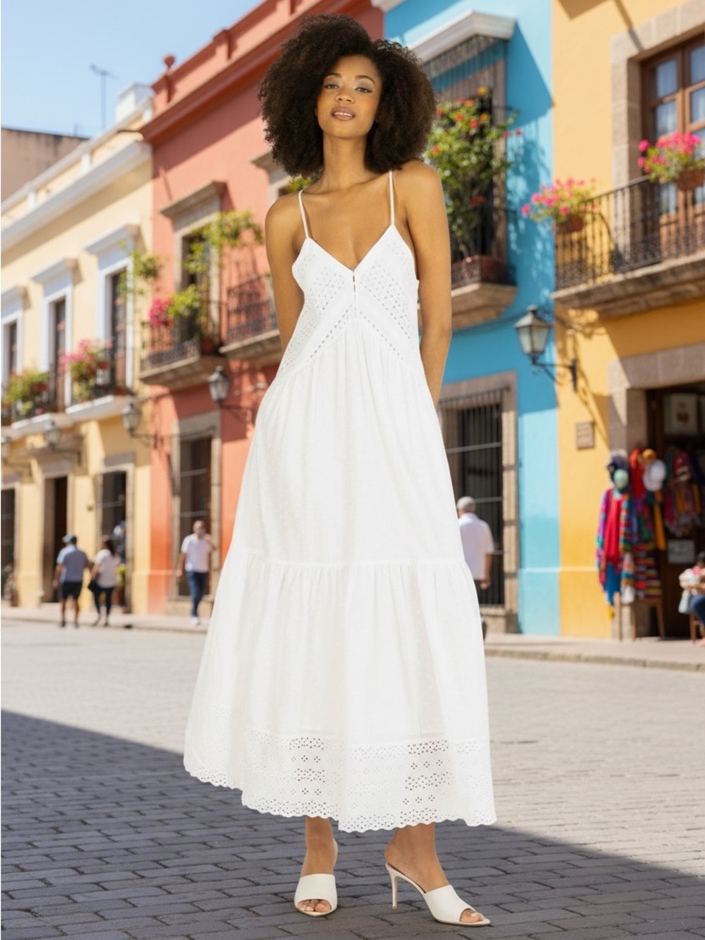 Super Natural by Secret Mission | Daniella Eyelet Maxi Sundress | White | Medium